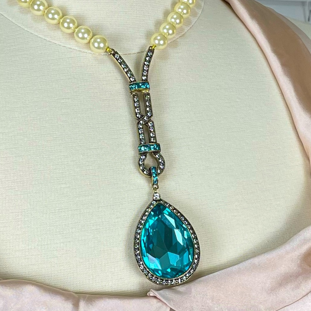 NWT/NIB Swarovski Crystal Pendant with Pearls Necklace Bridal Statement - Picture 4 of 10